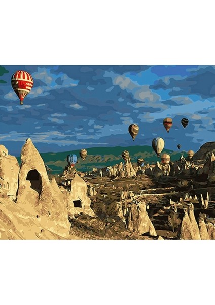 Kanvas Sayılarla Boyama Seti Kasnaklı-Çerçeveli Peri Bacaları ve Balon
