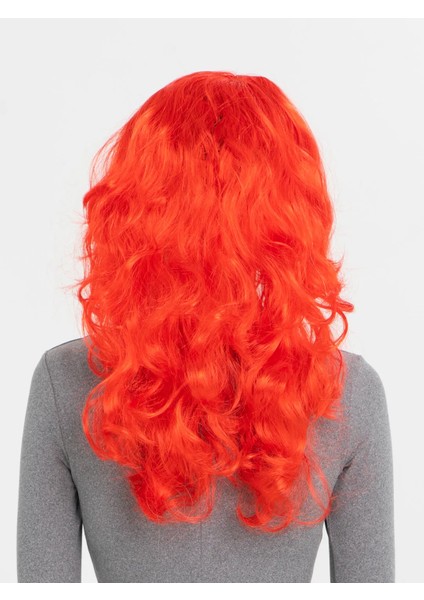 Bfs Kırmızı Renk Uzun Dalgalı Parti Peruğu