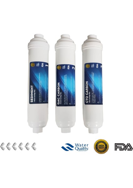 Kapalı Kasa Su Arıtma Cihazı 3'lü 12"çubuklu Inline Filtre Seti 6 Dirsek L Hediyeli