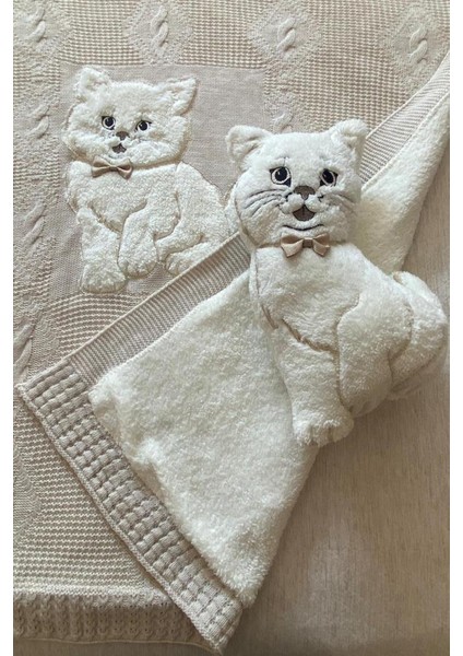 Oyuncak Hediyeli Bebek Triko Battaniye 90X90 cm Bej fırsatları