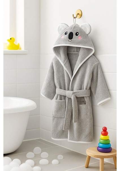 Kapşonlu Hayvan Desenli Çocuk Banyo Deniz Plaj Bornozu %100 Pamuklu modelleri