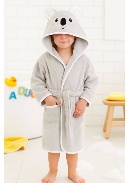 Kapşonlu Hayvan Desenli Çocuk Banyo Deniz Plaj Bornozu %100 Pamuklu indirimleri