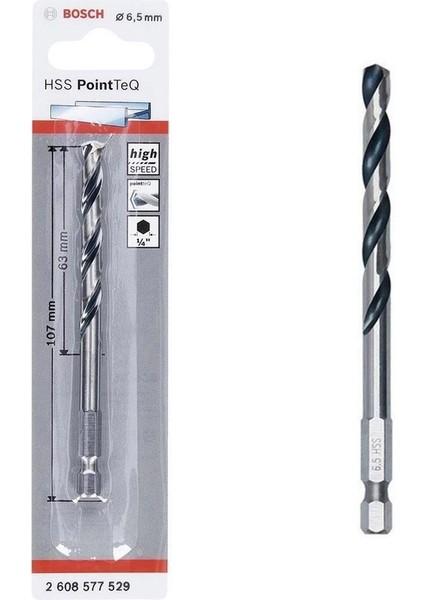 Bfs Bosch Pointteq Altıgen Şaftlı Hss Matkap Ucu 6,5 mm