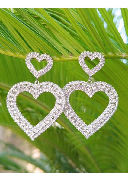 Gümüş Renk Zirkon Taşlı Lüks Abiye Küpe fiyatları