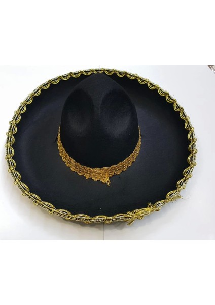 Bfs Altın Renk Şeritli Meksika Mariachi Latin Şapkası 55 cm Çocuk fırsatları