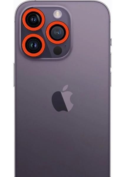 Bfs iPhone 12 Pro Max Neon Fosforlu Kamera Lens - Turuncu