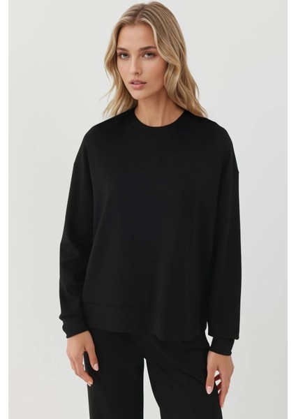 Kadın Modal Touch Basic Sweatshirt Siyah