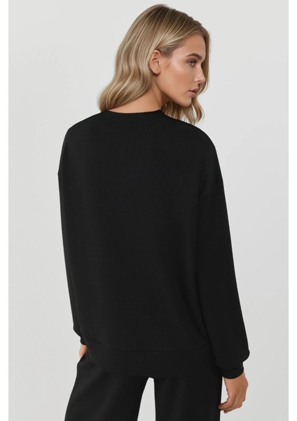 Kadın Modal Touch Basic Sweatshirt Siyah