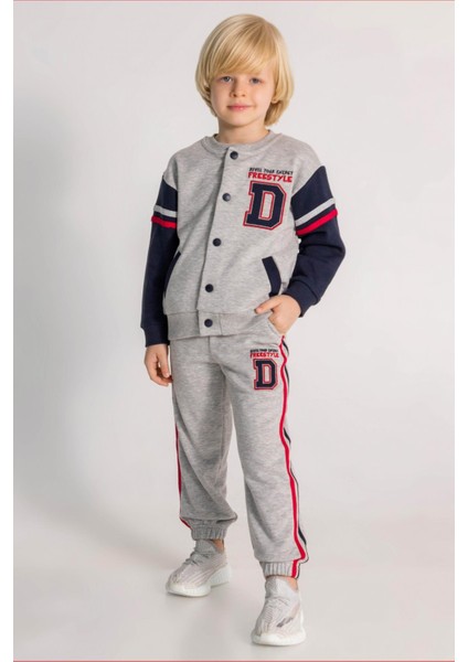 Dmb D Harfi Baskılı Hırkalı Erkek Takım - Gri indirimleri