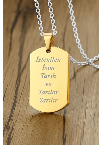 Kişiye Özel Yazılı Asker Künyesi Model Erkek Çelik Kolye eck04 fiyatları