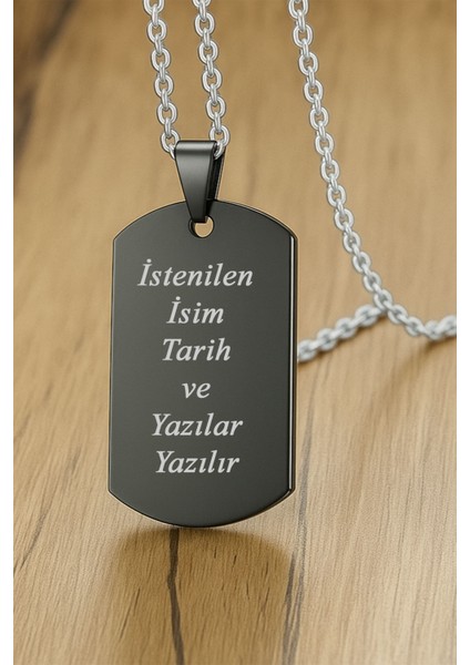 Kişiye Özel Yazılı Asker Künyesi Model Erkek Çelik Kolye eck04 fiyatları