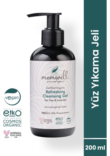Organik Yüz Temizleme Jeli | Ferahlatıcı & Sebum Dengeli Bakım | 200 ml