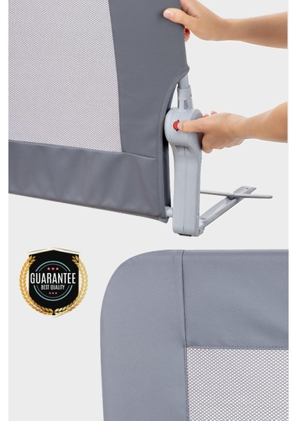 Premium 120X65 cm Deri Kılıflı Yatak Bariyeri, Katlanır Yatak Korkuluğu, Gri fırsatları