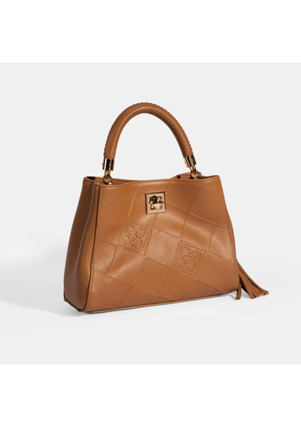 Kadın Kahve Püskül Aksesuarlı Deri El Çantası modelleri