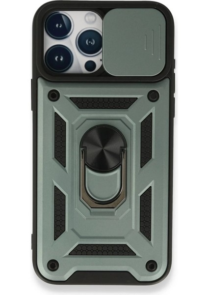 Bfs iPhone 15 Pro Kılıf Pars Lens Yüzüklü Silikon - Yeşil