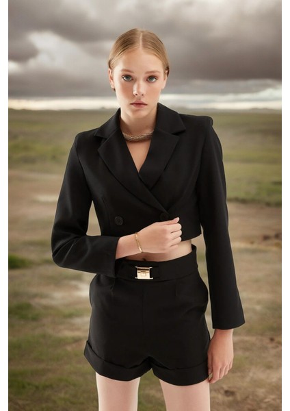 Kruvaze Crop Blazer Ceket fiyatları