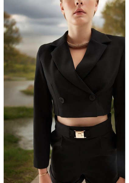 Kruvaze Crop Blazer Ceket modelleri