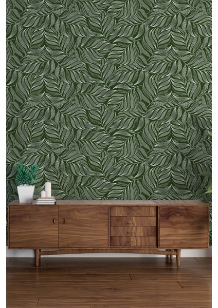 Zarif Yeşil Yaprak Desenli Duvar Kağıdı fiyatları