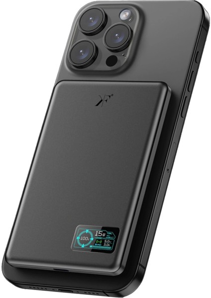 Zengezur Newface PW595 5.000 Mah Dijital Göstergeli 20W Type-C ve 15W Kablosuz Şarj Pd Hızlı Şarj Magsafe Powerbank - Siyah