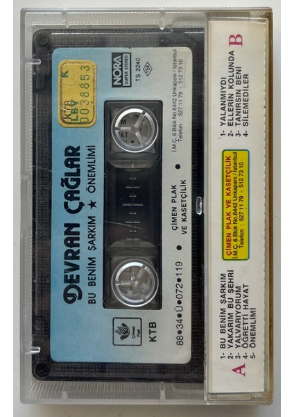 Devran Çağlar Bu Benim Şarkım - Önemlimi Kaset (Orijnal 1988 Dönem Kağıt Baskı Kaset) fiyatları