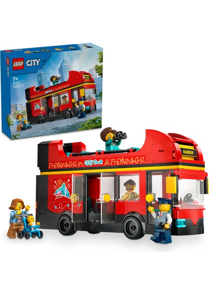 ® City Kırmızı İki Katlı Gezi Otobüsü 60407 - 7 Yaş & Üzeri Çocuklar için Yaratıcı Oyuncak Yapım Seti (384 Parça)