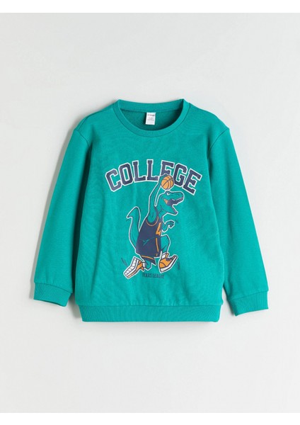 Lcw Kids Yeşil Bisiklet Yaka Erkek Çocuk Sweatshirt