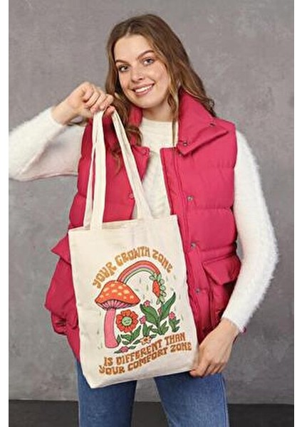 Çınar Krem Renk Kanvas Bez Çanta UV Dijital Baskı 35x40x8 cm Hafif ve Pratik fiyatları