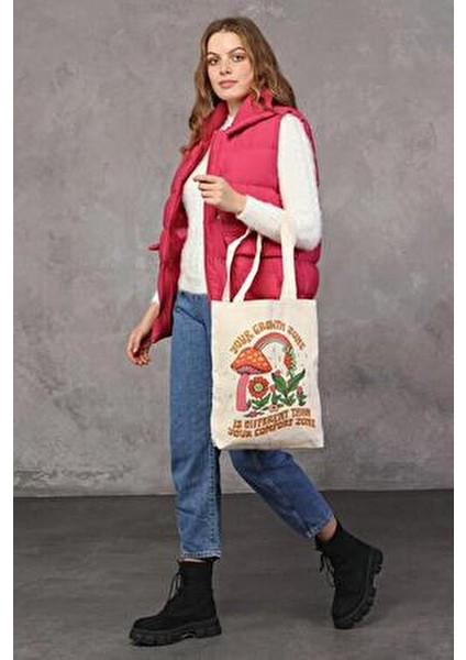 Çınar Krem Renk Kanvas Bez Çanta UV Dijital Baskı 35x40x8 cm Hafif ve Pratik modelleri