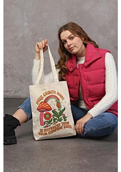 Çınar Krem Renk Kanvas Bez Çanta UV Dijital Baskı 35x40x8 cm Hafif ve Pratik fırsatları