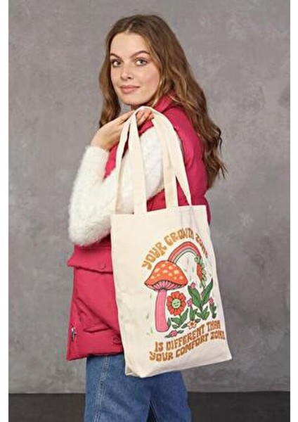 Çınar Krem Renk Kanvas Bez Çanta UV Dijital Baskı 35x40x8 cm Hafif ve Pratik indirimleri