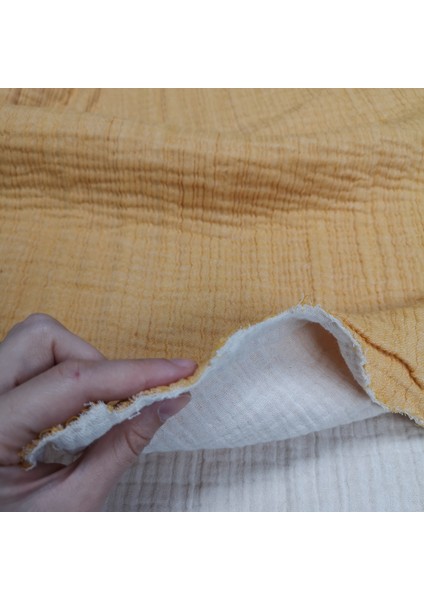 Dört Katlı Bürümcük Pamuk Müslin Kumaş | Iki Renkli: Hardal ve Natural fiyatları