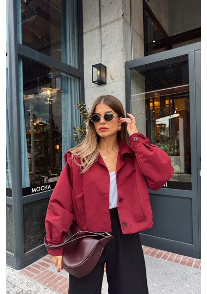 Bordo Pile Detaylı Astarlı Ceket fiyatları