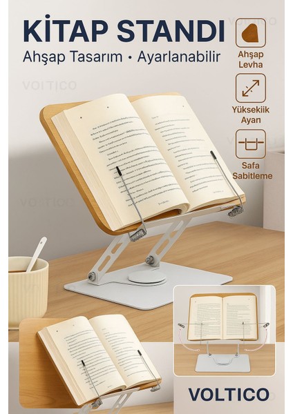 Ahşap Kitap Standı | Ayarlanabilir Yükseklik ve Açı | Ergonomik ve Dayanıklı