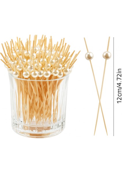 Incili Bambu Kokteyl Çubukları 12 cm 50 Adet