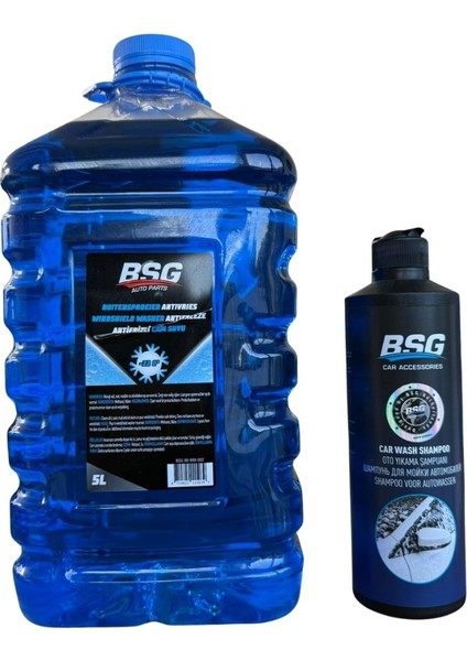 Araç Bakım Seti (Oto Yıkama Şampuanı 500 ml + Kışlık Cam Suyu 5 Lt Antifrizli [-22°]