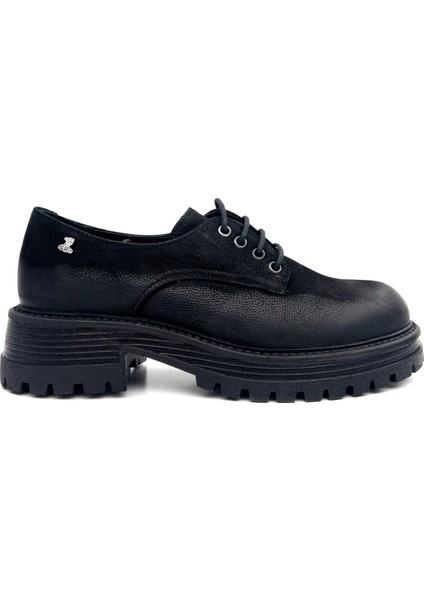 2554601K Kadın Hakiki Deri Bağcıklı Kalın Taban Oxford Ayakkabı