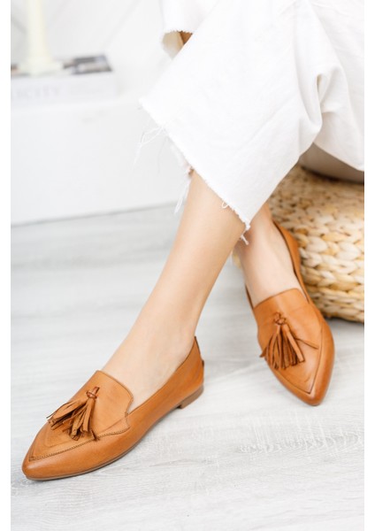 Ayakkabı Tarçın Hakiki Deri Kadın Deri Babet TRC58-4026