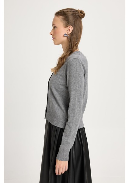 Düğmeli Triko Hırka Antrasit modelleri