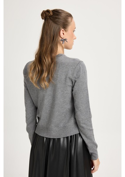 Düğmeli Triko Hırka Antrasit fırsatları