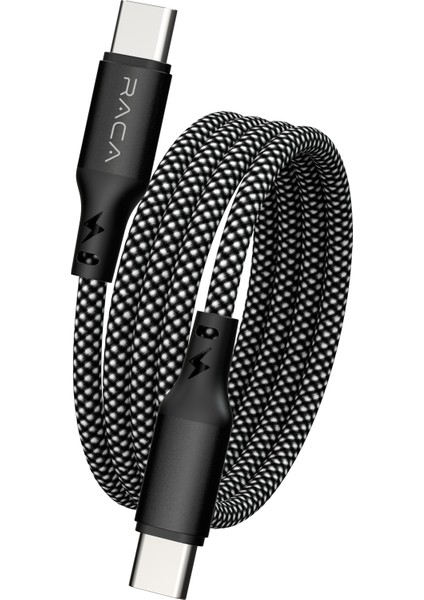 60W Hızlı Şarj Kablosu Type-C- Type-C Örgülü Manyetik Şarj Kablosu | 1 Metre | Siyah fiyatları