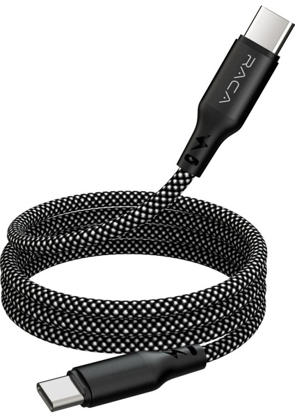 60W Hızlı Şarj Kablosu Type-C- Type-C Örgülü Manyetik Şarj Kablosu | 1 Metre | Siyah modelleri