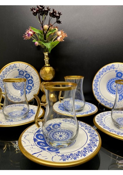 Kulplu Yarım Beşli Çay Seti