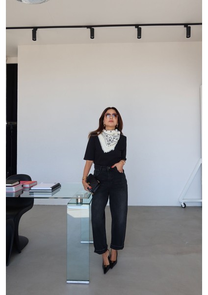 Yıkamalı Beli Bağcıklı Baggy Jean fiyatları