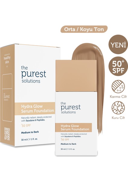 Nemlendirici & Canlandırıcı Serum Fondöten Spf 50+, 30 ml – Orta / Koyu Ton