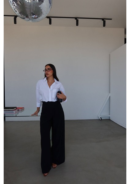 Çift Pileli Geniş Paça Palazzo Pantolon