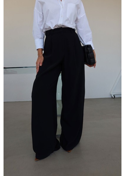 Çift Pileli Geniş Paça Palazzo Pantolon modelleri