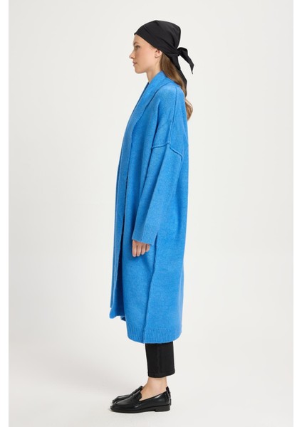 Pis Dikişlı Uzun Triko Hırka Saks fiyatları