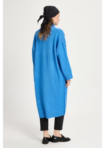 Pis Dikişlı Uzun Triko Hırka Saks fırsatları