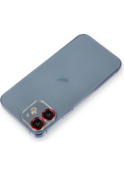 Bfs iPhone 12 Metal Kamera Lens Koruma Cam - Kırmızı