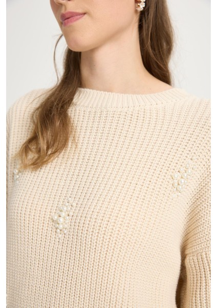 Kadın Taş Inci Detaylı Triko Kazak 30035 modelleri